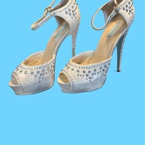 Betsey Johnson White Rhinestone Heels